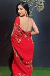 Bucolic 1-Minute Ready To Wear Red Georgette Saree