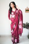 Gossamer 1-Minute Ready To Wear Maroon Georgette Saree