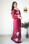 Gossamer 1-Minute Ready To Wear Maroon Georgette Saree