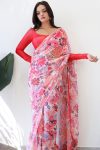 Magnificat 1-Minute Ready To Wear Pink Georgette Saree