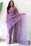 Petrichor 1-Minute Ready To Wear Purple Georgette Saree