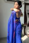 Whimsical 1-Minute Ready To Wear Blue Georgette Saree