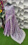 Murmurous Lavender Jimmy Choo Silk Saree With Epiphany Blouse Piece