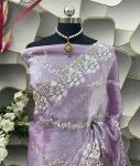 Murmurous Lavender Jimmy Choo Silk Saree With Epiphany Blouse Piece