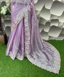 Murmurous Lavender Jimmy Choo Silk Saree With Epiphany Blouse Piece