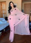 Ratatouille 1-Minute Ready To Wear Pink Georgette Saree