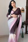 Divine 1-Minute Ready To Wear Brown and Pink Georgette Saree