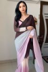 Divine 1-Minute Ready To Wear Brown and Pink Georgette Saree