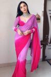 Captivating 1-Minute Ready To Wear Lavender and Pink Georgette Saree