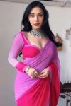 Captivating 1-Minute Ready To Wear Lavender and Pink Georgette Saree