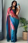 Amazing 1-Minute Ready To Wear Pink and Frizoi Chiffon Silk Saree