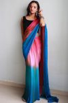 Amazing 1-Minute Ready To Wear Pink and Frizoi Chiffon Silk Saree