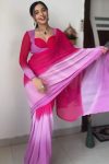 Excellent 1-Minute Ready To Wear Pink and Lavender Georgette Saree