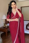 Most Stunning 1-Minute Ready To Wear Maroon Georgette Saree