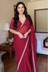 Most Stunning 1-Minute Ready To Wear Maroon Georgette Saree