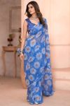 Blooming 1-Minute Ready To Wear Blue Georgette Saree