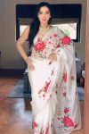 Opulent 1-Minute Ready To Wear White Organza Silk Saree