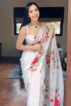 Opulent 1-Minute Ready To Wear White Organza Silk Saree