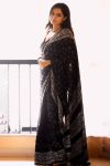 Gratifying 1-Minute Ready To Wear Black Cotton Saree