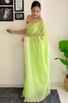 Nebula 1-Minute Ready To Wear Pista Georgette Saree