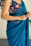 Scintillating 1-Minute Ready To Wear Rama Georgette Saree