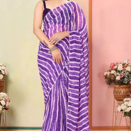 Desiring 1-Minute Ready To Wear Purple Georgette Saree