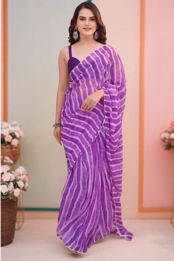 Desiring 1-Minute Ready To Wear Purple Georgette Saree