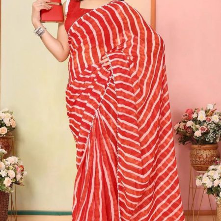 Inspiring 1-Minute Ready To Wear Red Georgette Saree