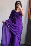 Pretty 1-Minute Ready To Wear Royal Blue Chiffon Silk Saree