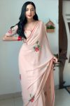 Staring 1-Minute Ready To Wear Peach Georgette Saree