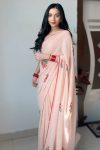 Staring 1-Minute Ready To Wear Peach Georgette Saree