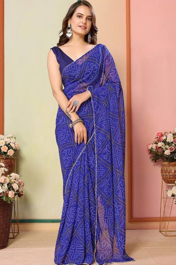 Delightful 1-Minute Ready To Wear Blue Georgette Saree