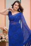 Delightful 1-Minute Ready To Wear Blue Georgette Saree