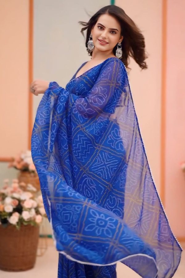 Delightful 1-Minute Ready To Wear Blue Georgette Saree