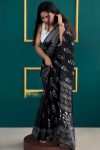 Flattering 1-Minute Ready To Wear Black Cotton Saree