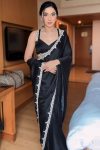 Lovely 1-Minute Ready To Wear Black Satin Silk Saree