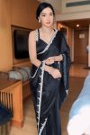 Lovely 1-Minute Ready To Wear Black Satin Silk Saree