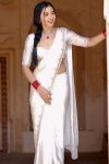 Blooming 1-Minute Ready To Wear White Satin Silk Saree