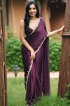 Prominent 1-Minute Ready To Wear Wine Satin Silk Saree