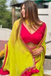 Flameboyant 1-Minute Ready To Wear Yellow Nylon Silk Saree