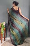 Unique 1-Minute Ready To Wear Dark Green Nylon Silk Saree