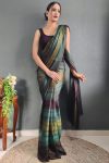 Unique 1-Minute Ready To Wear Dark Green Nylon Silk Saree