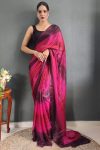 Demanding 1-Minute Ready To Wear Dark Pink Nylon Silk Saree