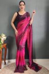 Demanding 1-Minute Ready To Wear Dark Pink Nylon Silk Saree