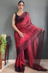 Prettiest 1-Minute Ready To Wear Maroon Nylon Silk Saree