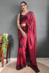 Prettiest 1-Minute Ready To Wear Maroon Nylon Silk Saree