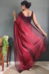 Prettiest 1-Minute Ready To Wear Maroon Nylon Silk Saree