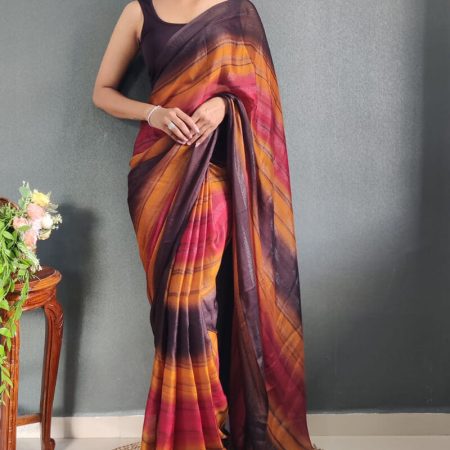 Angelic 1-Minute Ready To Wear Multicolor Nylon Silk Saree