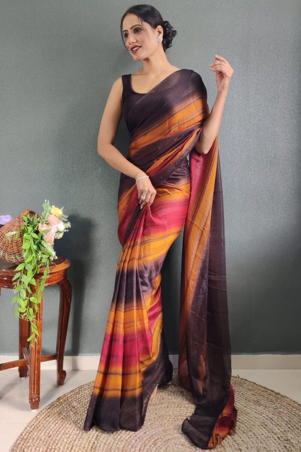 Angelic 1-Minute Ready To Wear Multicolor Nylon Silk Saree