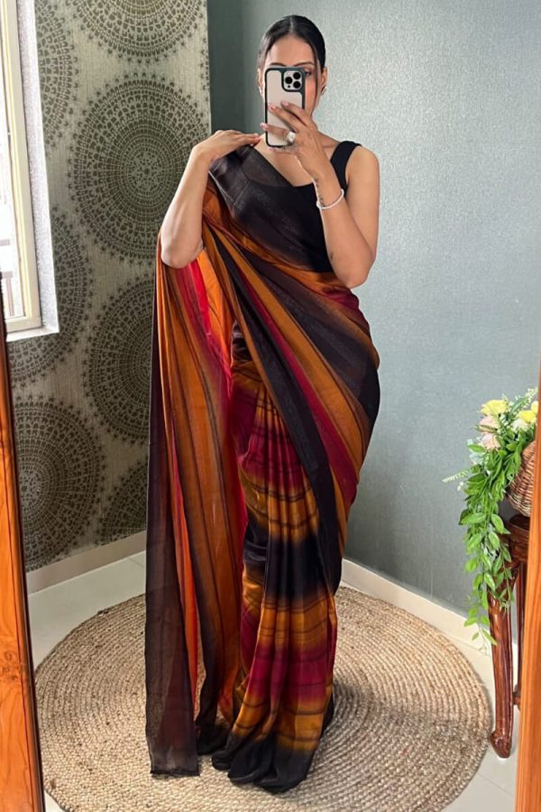 Angelic 1-Minute Ready To Wear Multicolor Nylon Silk Saree